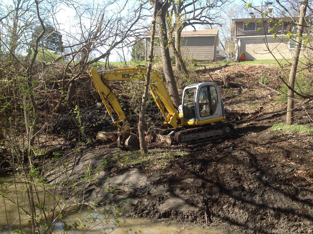 Excavating contactors at a Storm Sewer Emergency Repair NW Illinois by Behm Enterprises