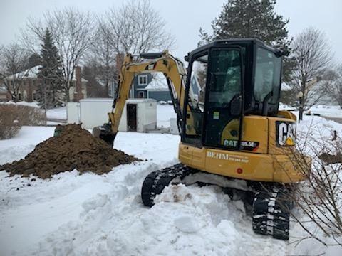 excavating for sewer line