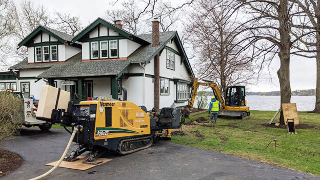 Storm Sewer installed at residence with Directional Drilling