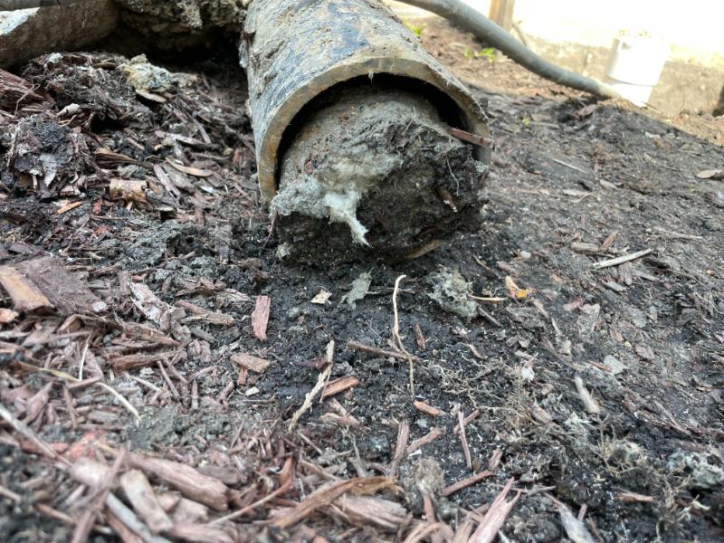 Clogged Sewer Pipes needing Repair. Clogged Sewer Pipes needing Repair.